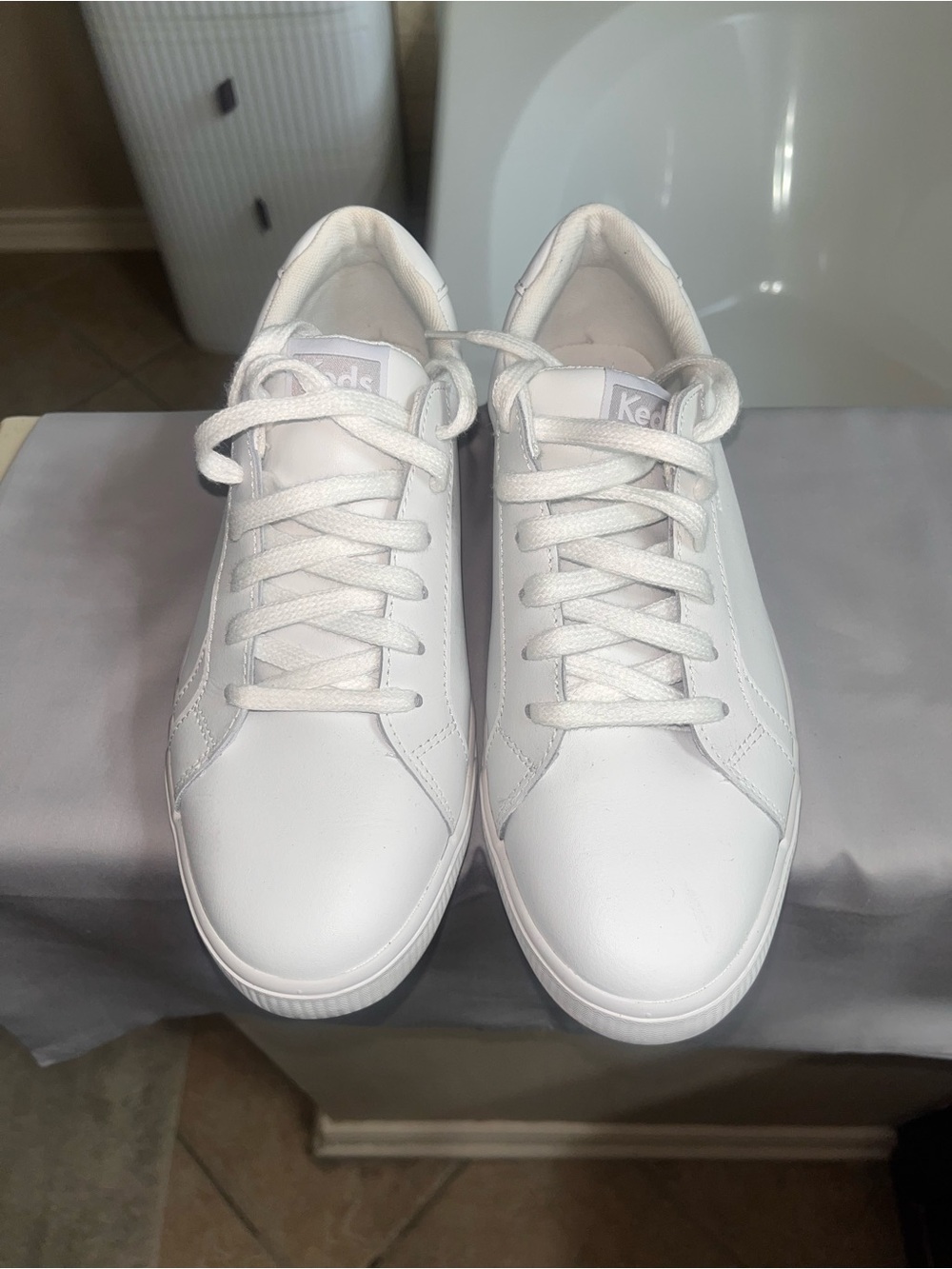 Keds All-White Low-Top Lace-Up Sneakers - Picture 2 of 4